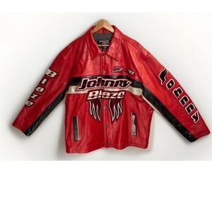 Vintage 90s Johnny Blaze Leather Bomber Hip Hop Jacket Wu Tang Mens SZ XXL Rare